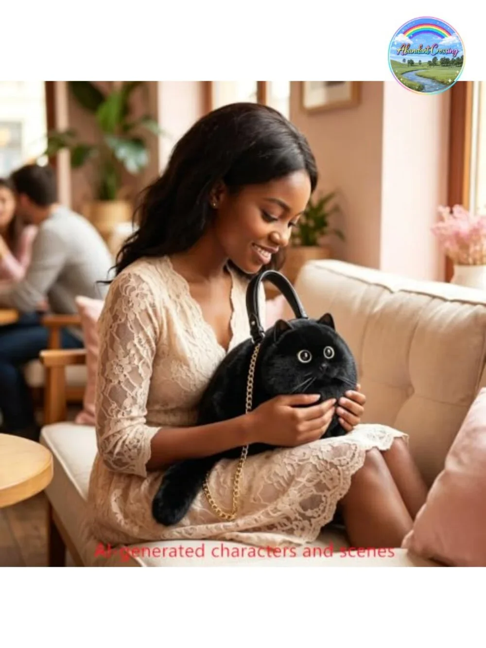 Puffy Plush Cat Crossbody Handbag Hobo Women's Novelty Shoulder Bag